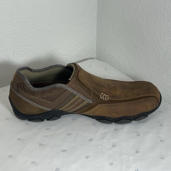 Skechers Men's DIAMETER-Zinroy Slip-on Loafer 7.5 NEW Leather MEMORY FOAM brown - Picture 7 of 9